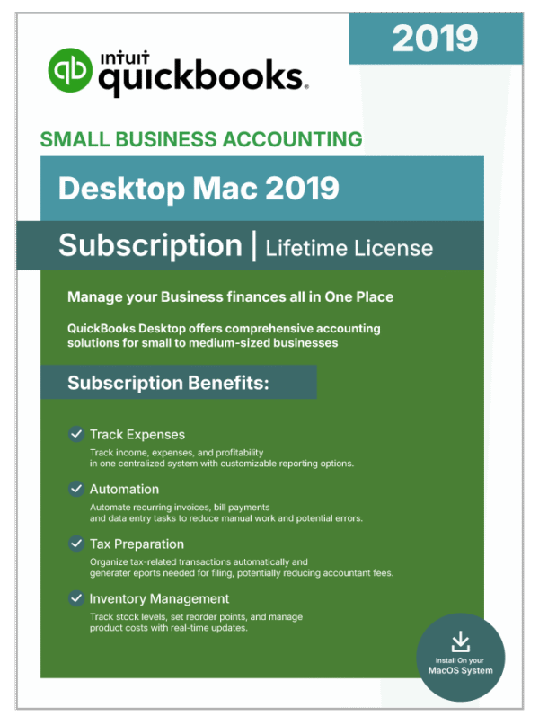 QuickBooks Desktop Mac 2019 - No Subscription