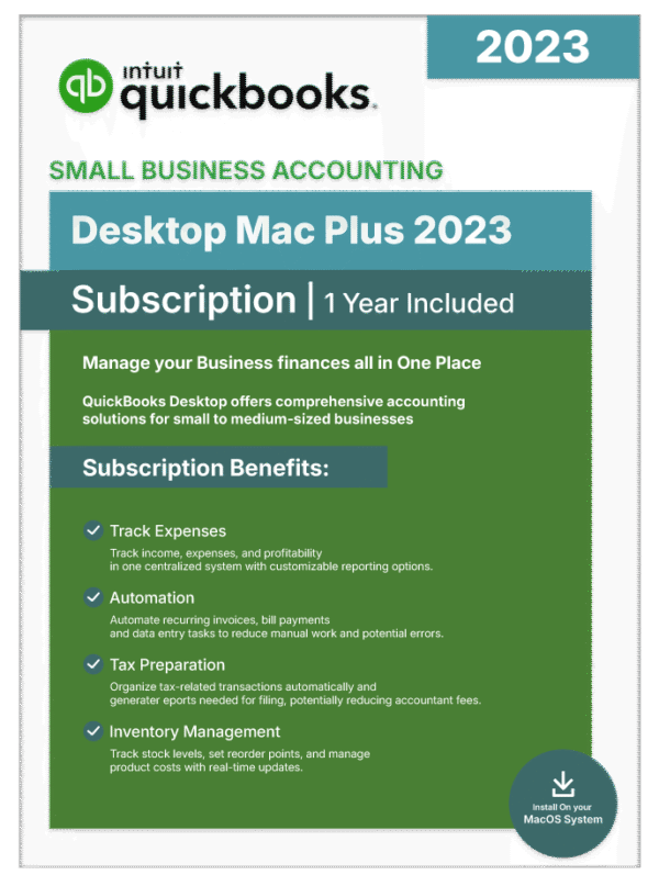 QuickBooks Desktop Mac Plus 2023 - 1 Year Subscription